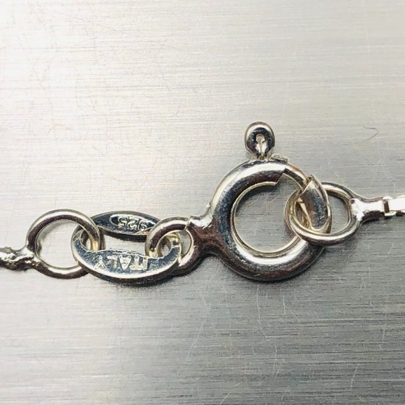 BBJ Sterling Silver 925, 16" Box Chain Necklace, Pink Agate Pendant, 8 Grams - Picture 10 of 14